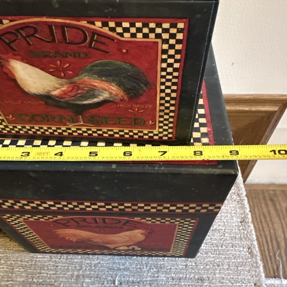 Lang Bob's Boxes 7 Stacking Nesting PRIDE Feed Seed Rooster Chicken Country VTG